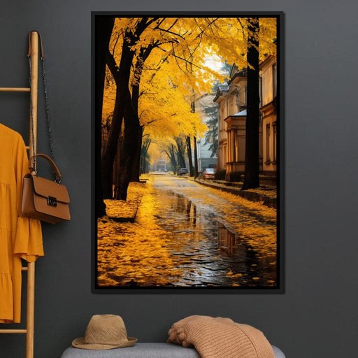 Autumn Leaves Along the City Road Canvas Print