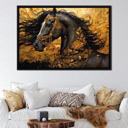 Gilded Black Horse - NicheCanvas