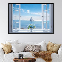 Azure Breeze Window View - NicheCanvas