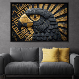 Golden Aztec Eagle Majesty - NicheCanvas