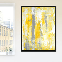 Grey & Yellow Abstract Art Painting - NicheCanvas