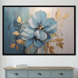 Golden Lotus in Turquoise Bloom - NicheCanvas