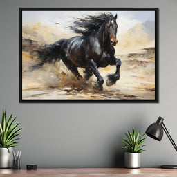 Stocky Black Horse - NicheCanvas