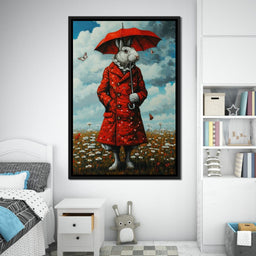 The Rabbit and the Red Umbrella - TooplesArt - NicheCanvas