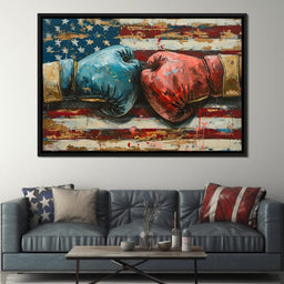Stars and Stripes Boxing Showdown - NicheCanvas