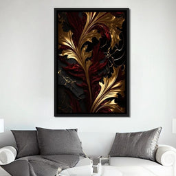 The Marble-Lux Collection: Dark Red & Vibrant Gold 04 - NicheCanvas