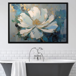 Turquoise Gold Flower in Bloom - NicheCanvas