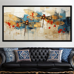 Golden Royal Geometric Dragonfly 05 - Wildrose Creations - NicheCanvas