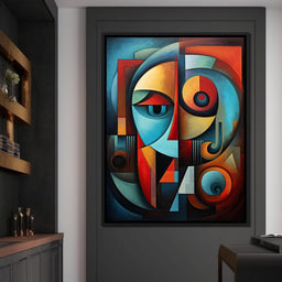 Scarlet, Sienna, and Mustard Cubism - NicheCanvas