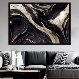 Luxury Abstract Marble in Black & White - NicheCanvas