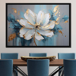 Golden Bloom in Turquoise Dream - NicheCanvas