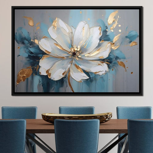 Golden Bloom in Turquoise Dream Canvas Print