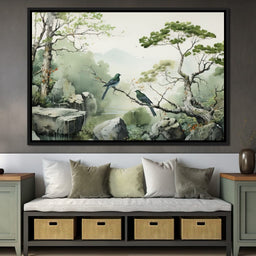 Misty Mountain Aviary Serene - NicheCanvas