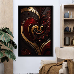The Marble-Lux Collection: Dark Red & Vibrant Gold 05 - NicheCanvas