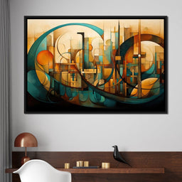 Divine Brushstrokes of Orange and Teal - NicheCanvas