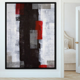 Grey & Red Abstract Art Painting - NicheCanvas