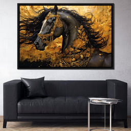 Gilded Black Horse - NicheCanvas