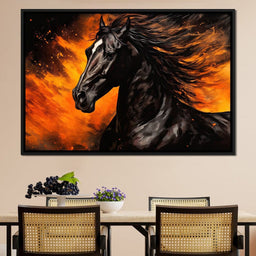 Ebony Blaze Amidst Ember Glow - NicheCanvas