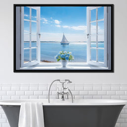 Azure Breeze Window View - NicheCanvas