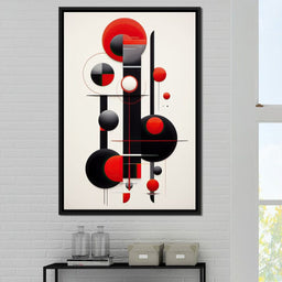 Architectural Symphony in Red and Charcoal - NicheCanvas
