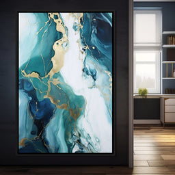 Glossy Marbling Liquid Abstraction - NicheCanvas