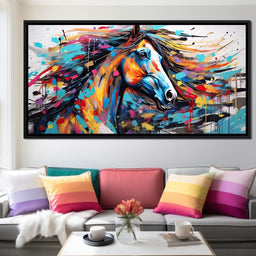 Vibrant Equine Mosaic - NicheCanvas