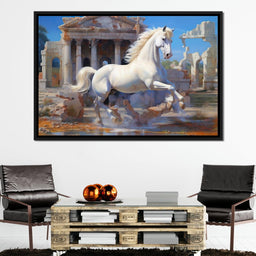 White Horse Gallop Amidst Ruins - NicheCanvas