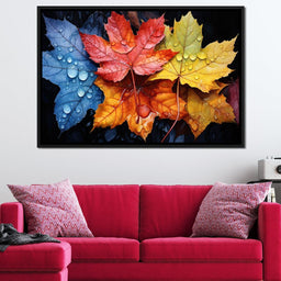 Autumnal Raindrop Leaves - NicheCanvas