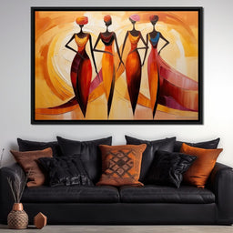 Golden Trio in Maroon Elegance - NicheCanvas