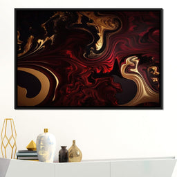 The Marble-Lux Collection: Dark Red & Vibrant Gold 15 - NicheCanvas