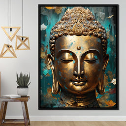 Golden Gaze of Buddha's Visage - NicheCanvas