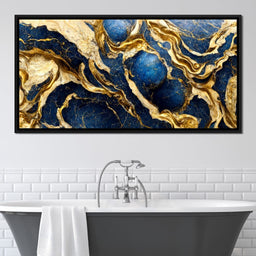 Luxury Abstract Marble in Gold & Blue - NicheCanvas