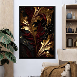 The Marble-Lux Collection: Dark Red & Vibrant Gold 04 - NicheCanvas