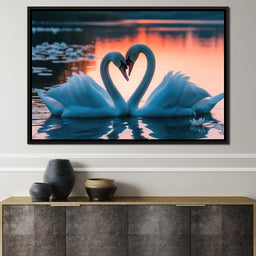 Swans In Love - Tooples Art - NicheCanvas
