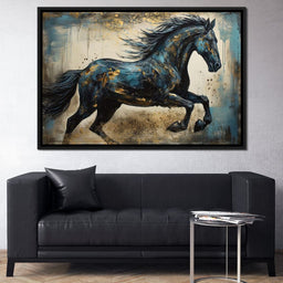 Gilded Teal Horse - NicheCanvas
