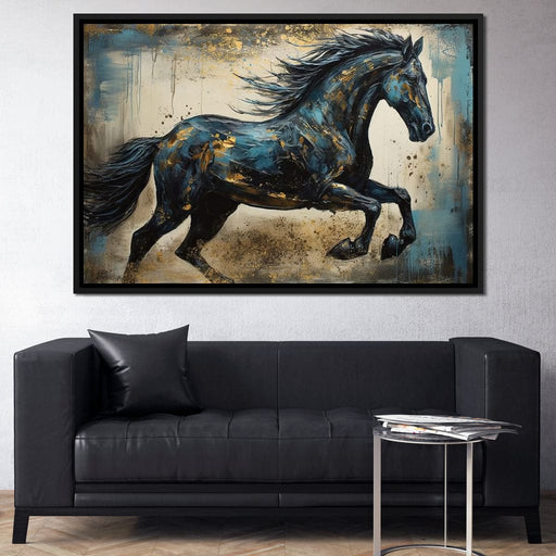 Gilded Teal Horse Canvas Print