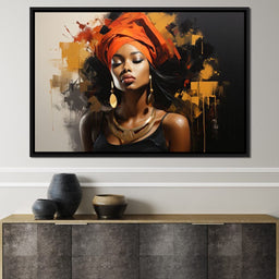 Black Gold Fashion Portrait - NicheCanvas