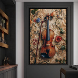 Violin Strings and Floral Notes - NicheCanvas