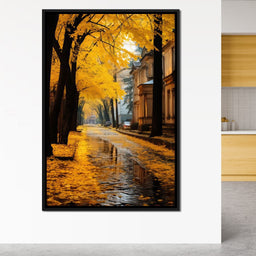 Autumn Leaves Along the City Road - NicheCanvas