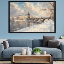 Winters Golden Glow Over Prague - NicheCanvas