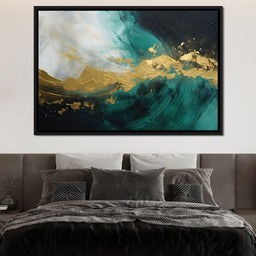 Emerald Tide with Golden Crest - NicheCanvas