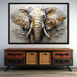 Silver and Gold Elephant - NicheCanvas