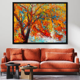 Red & Yellow Autumn Tree - NicheCanvas
