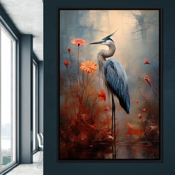 Autumn Heron Feathered Dawn - NicheCanvas