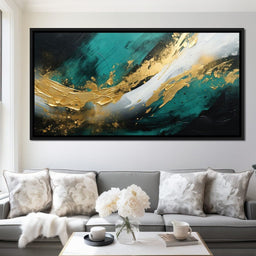 Emerald Currents with Gold - NicheCanvas