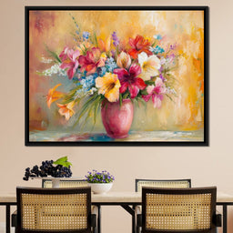 Sunlit Floral Vase Arrangement - NicheCanvas