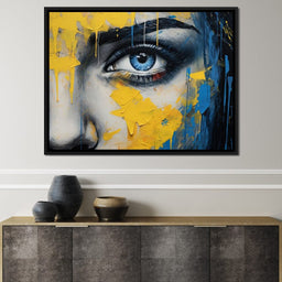 Blue Yellow Urban Graffiti Eye - NicheCanvas