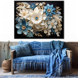 Golden Petals in Azure Nature - NicheCanvas