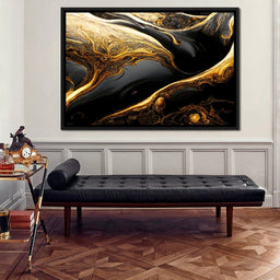 Luxury Abstract Marble in Black & Gold - NicheCanvas