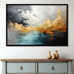 Gold and Teal Abstraction - NicheCanvas